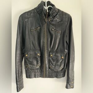 Zara TRF black leather jacket size M